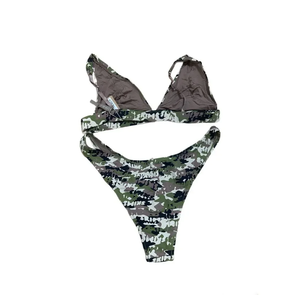 Skims Size 4X Swim Swimsuit Camo Print Bikini Set logo camo cheeky tanga NWT